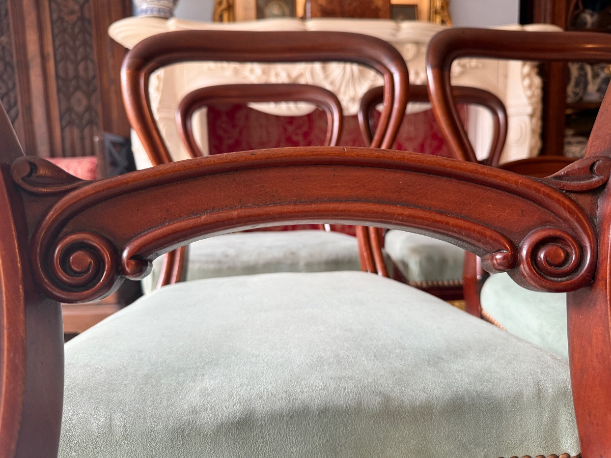 Set Of Six Solid Mahogany Dining Chairs - Victorian Period - 19th C - English - C. George & Co -photo-7