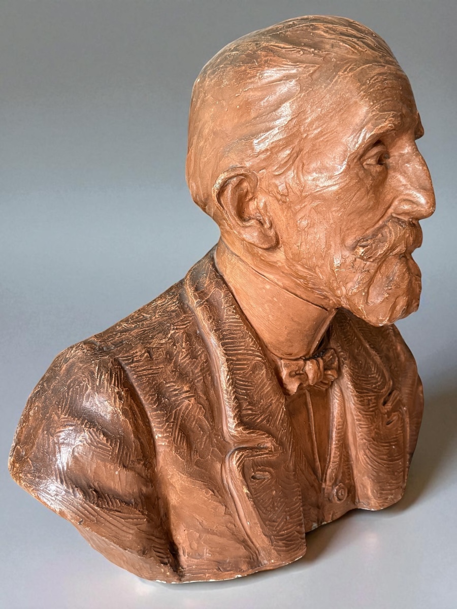 Life-size Plaster Bust With Terracotta Patina - France - 19th Century -photo-2