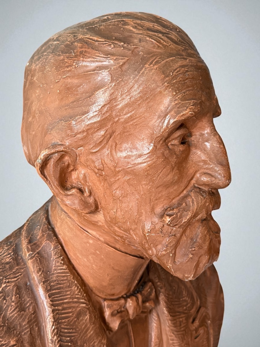 Life-size Plaster Bust With Terracotta Patina - France - 19th Century -photo-4