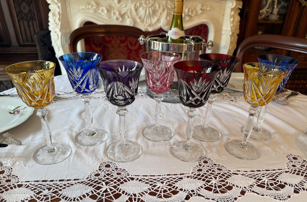Crystal Radiance – Nachtmann Colored Hand-cut Crystal Glasses – Germany – 20th Century-photo-2
