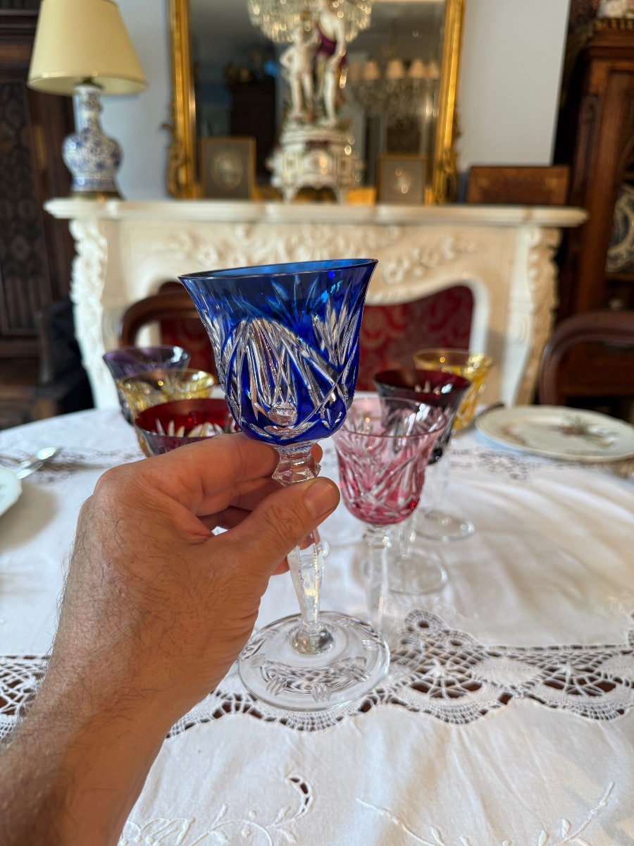Crystal Radiance – Nachtmann Colored Hand-cut Crystal Glasses – Germany – 20th Century-photo-3