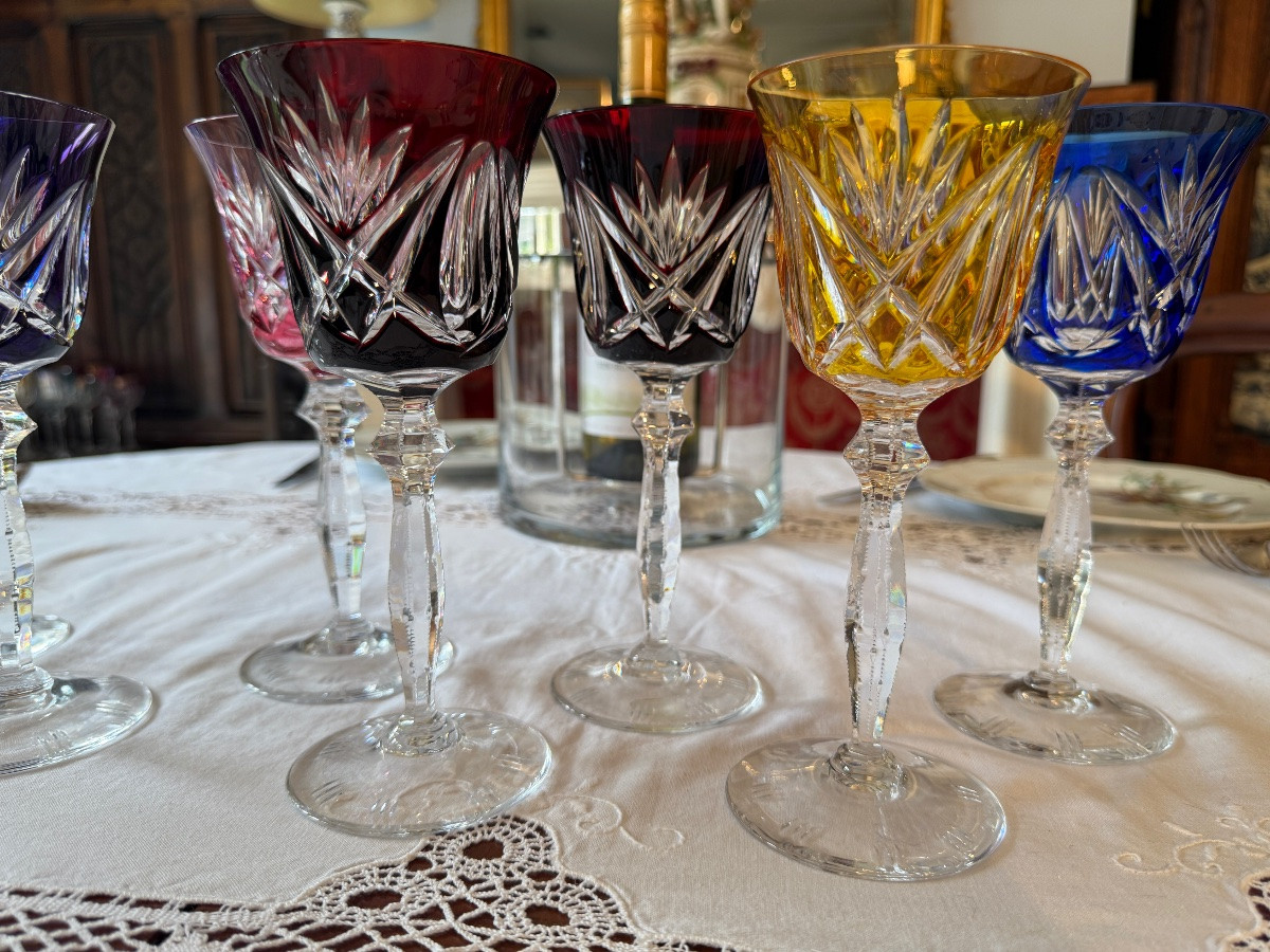 Crystal Radiance – Nachtmann Colored Hand-cut Crystal Glasses – Germany – 20th Century-photo-2