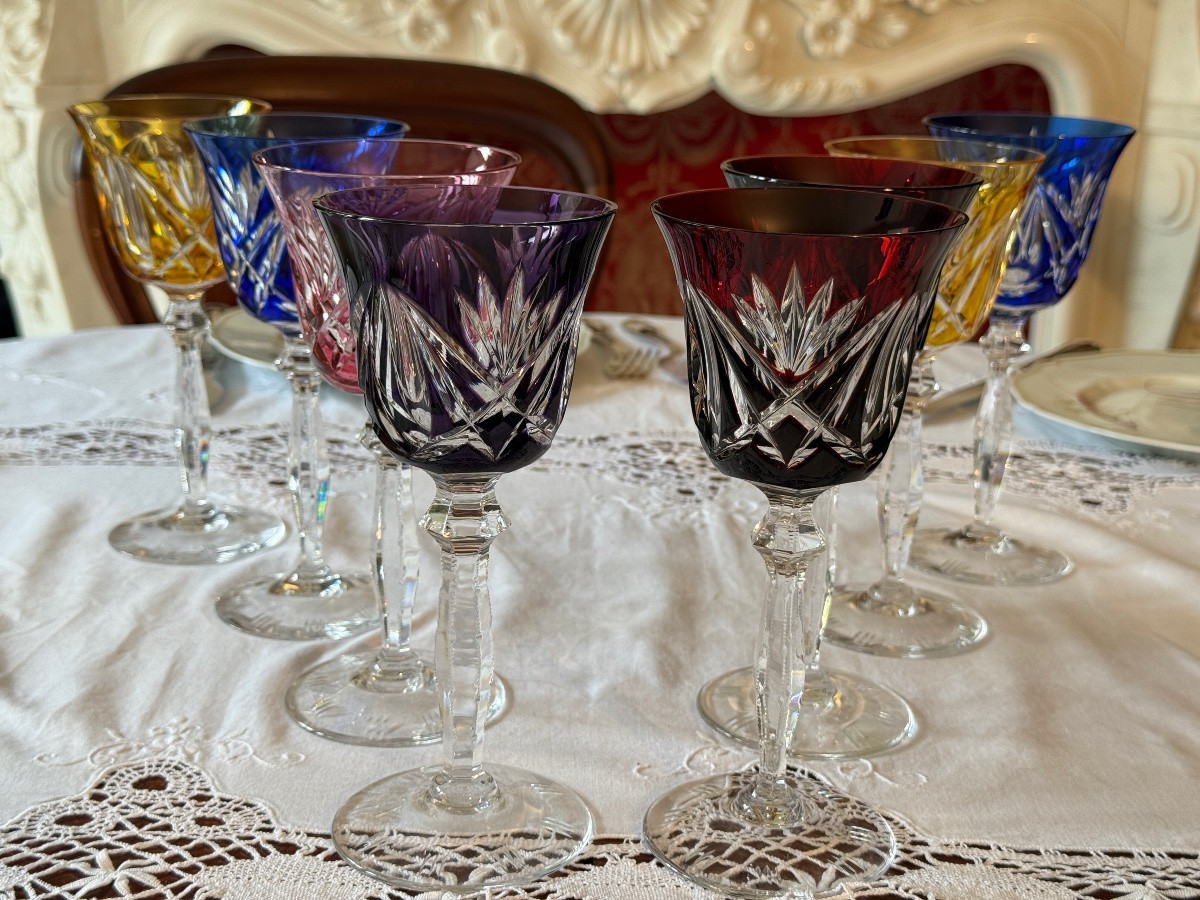 Crystal Radiance – Nachtmann Colored Hand-cut Crystal Glasses – Germany – 20th Century-photo-3