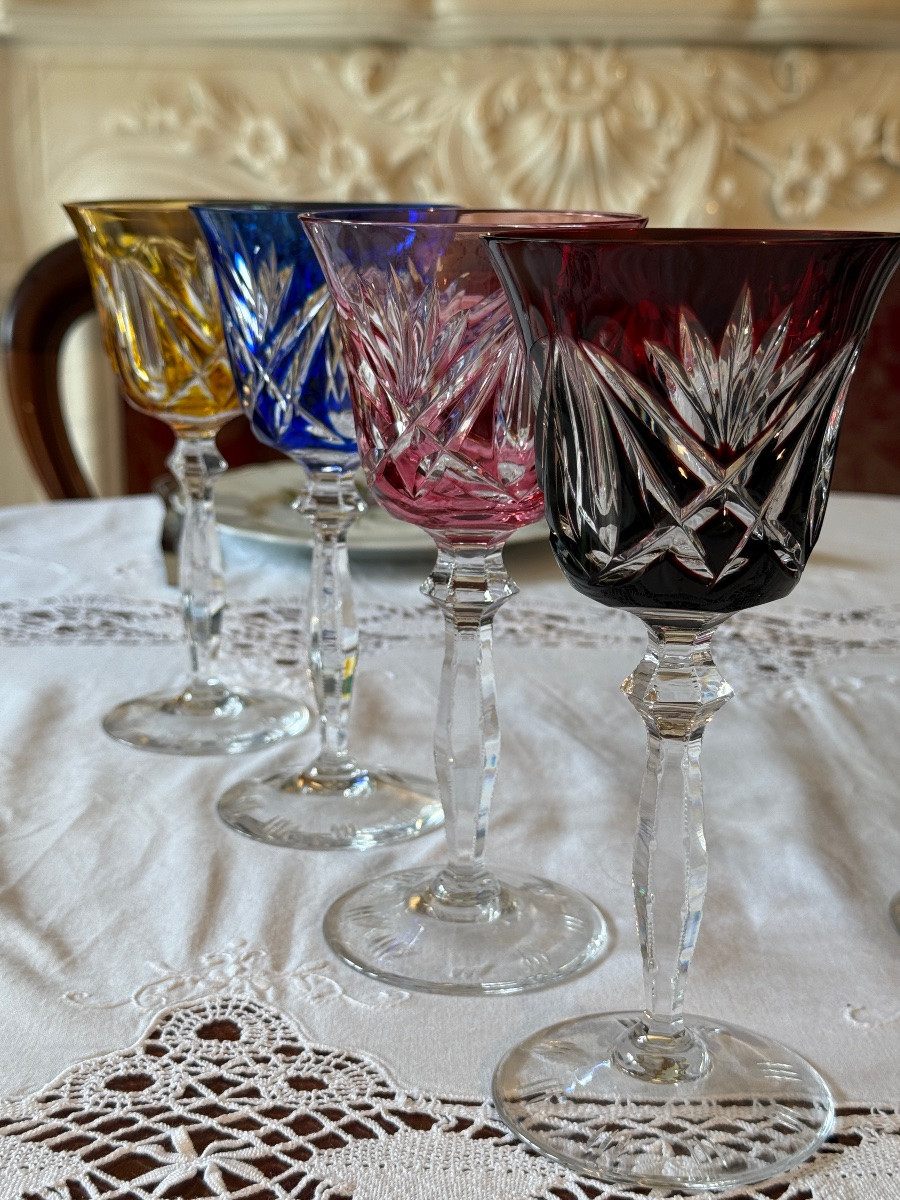 Crystal Radiance – Nachtmann Colored Hand-cut Crystal Glasses – Germany – 20th Century-photo-5