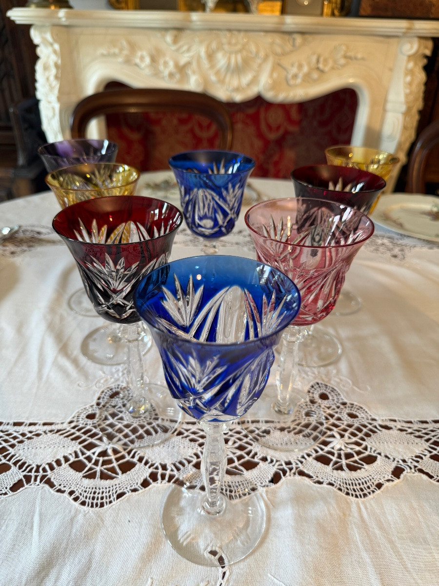 Crystal Radiance – Nachtmann Colored Hand-cut Crystal Glasses – Germany – 20th Century-photo-8