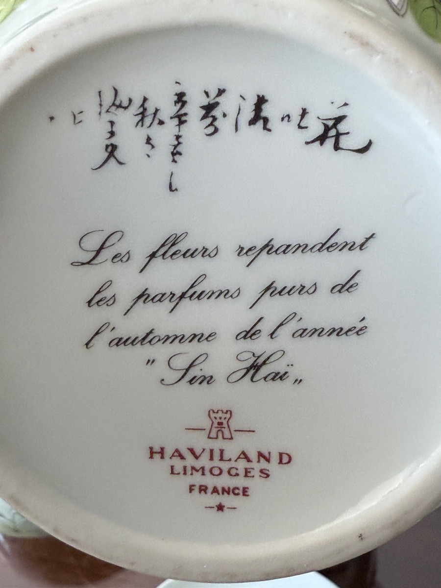 Service à thé en porcelaine céladon vert -  Limoges Haviland modèle Sin Hai - 27 pièces-photo-2