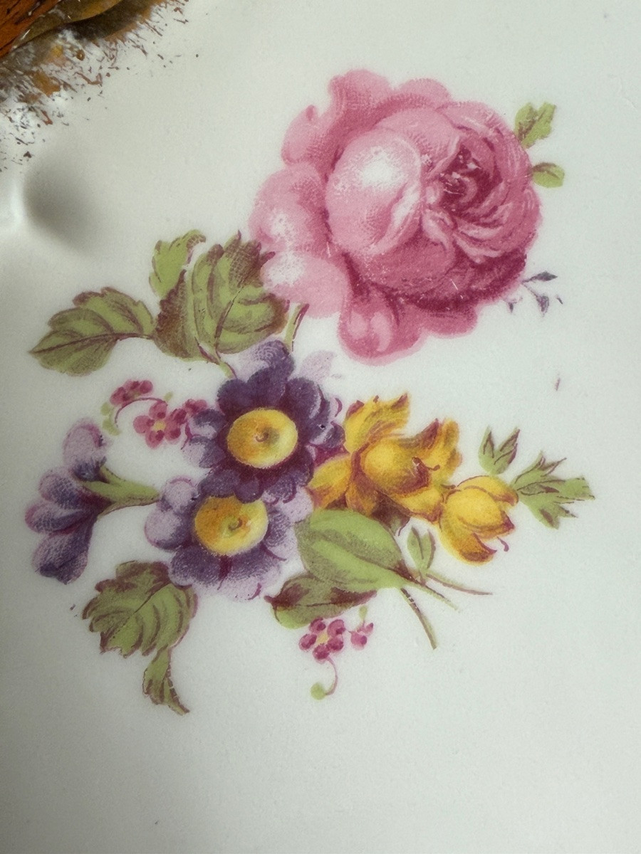 6 Limoges Porcelain Dessert Plates émile Madesclaire - Roses And Scalloped Gilding - Circa 1920-photo-5