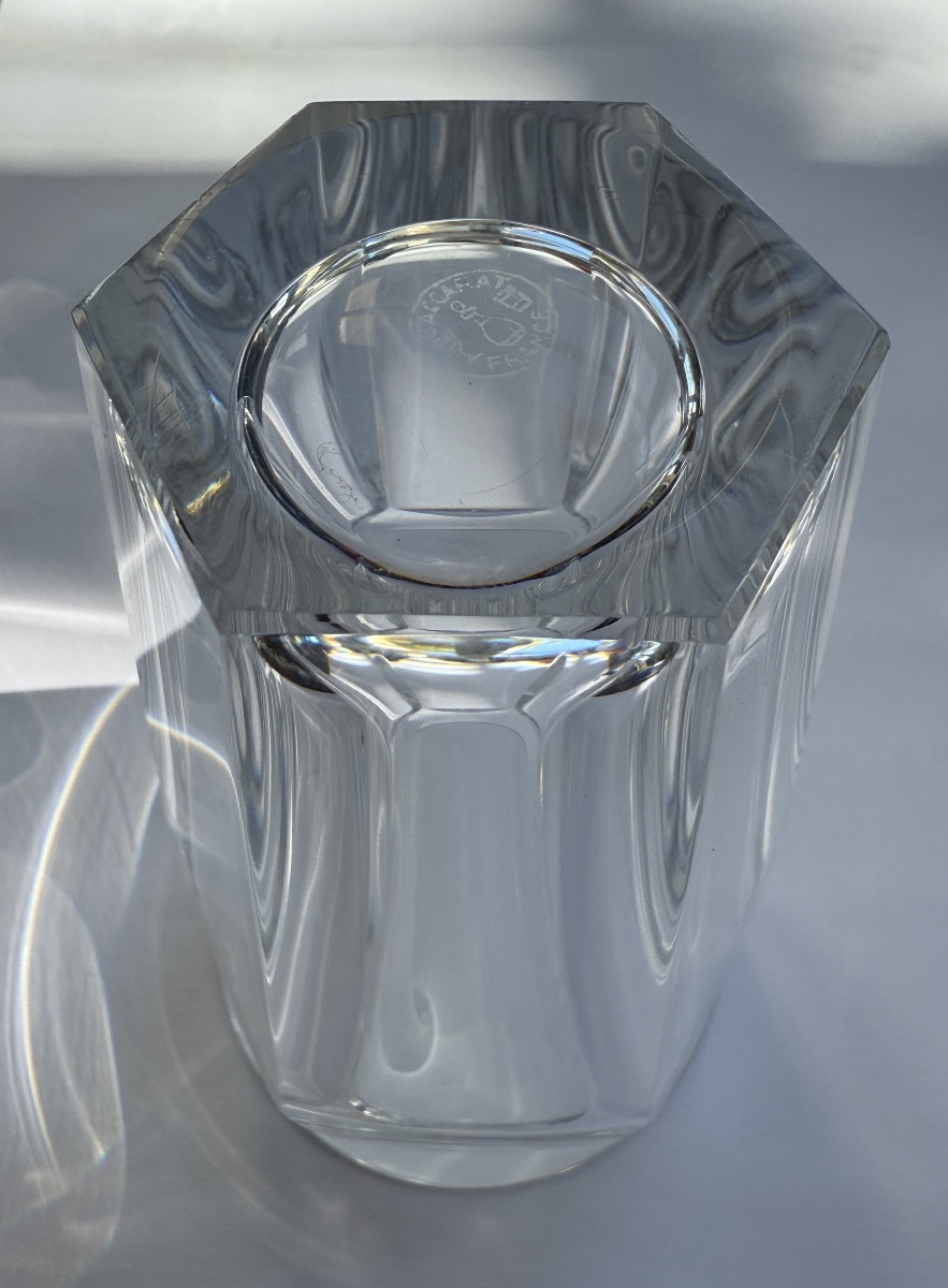 BACCARAT, vase hexalobé modèle harcourt en cristal des années 1950 -  signé-photo-2