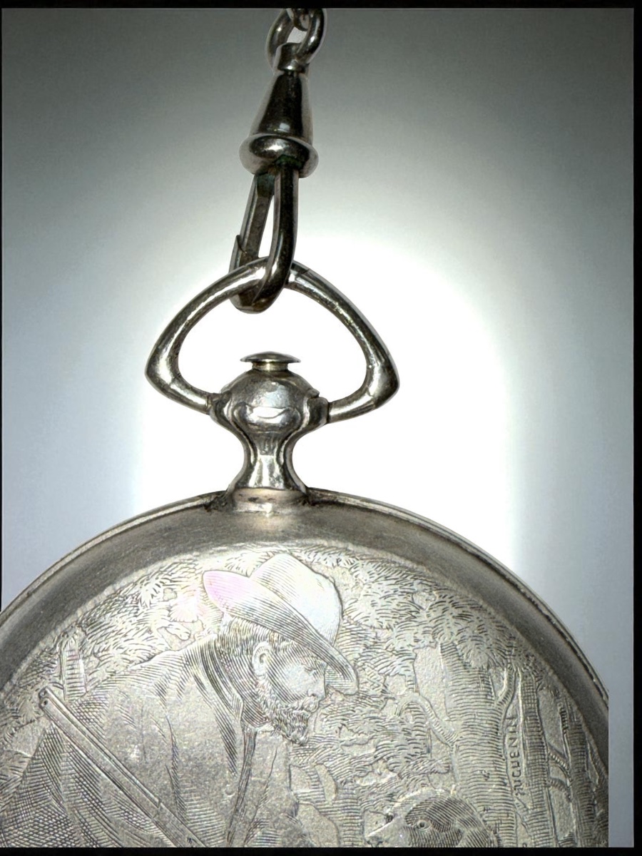 Tripartite Silver Numismatic Case For Louis d'Or – Huguenin, Swiss Goldsmith, Late 19th Century-photo-5
