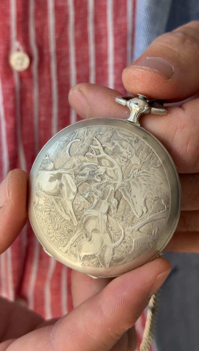 Tripartite Silver Numismatic Case For Louis d'Or – Huguenin, Swiss Goldsmith, Late 19th Century