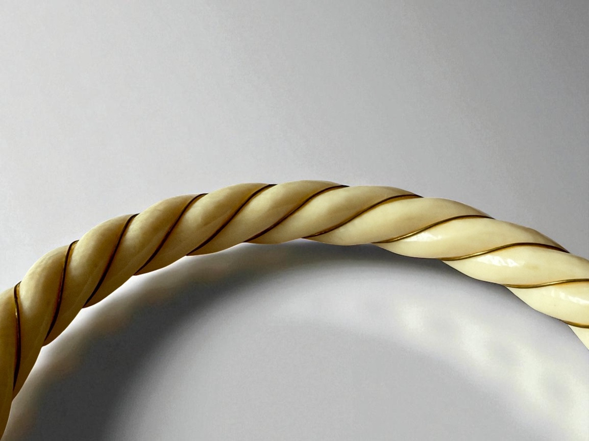 Bracelet en Ivoire torsadé au fil d'or, France - Circa 1900-photo-3