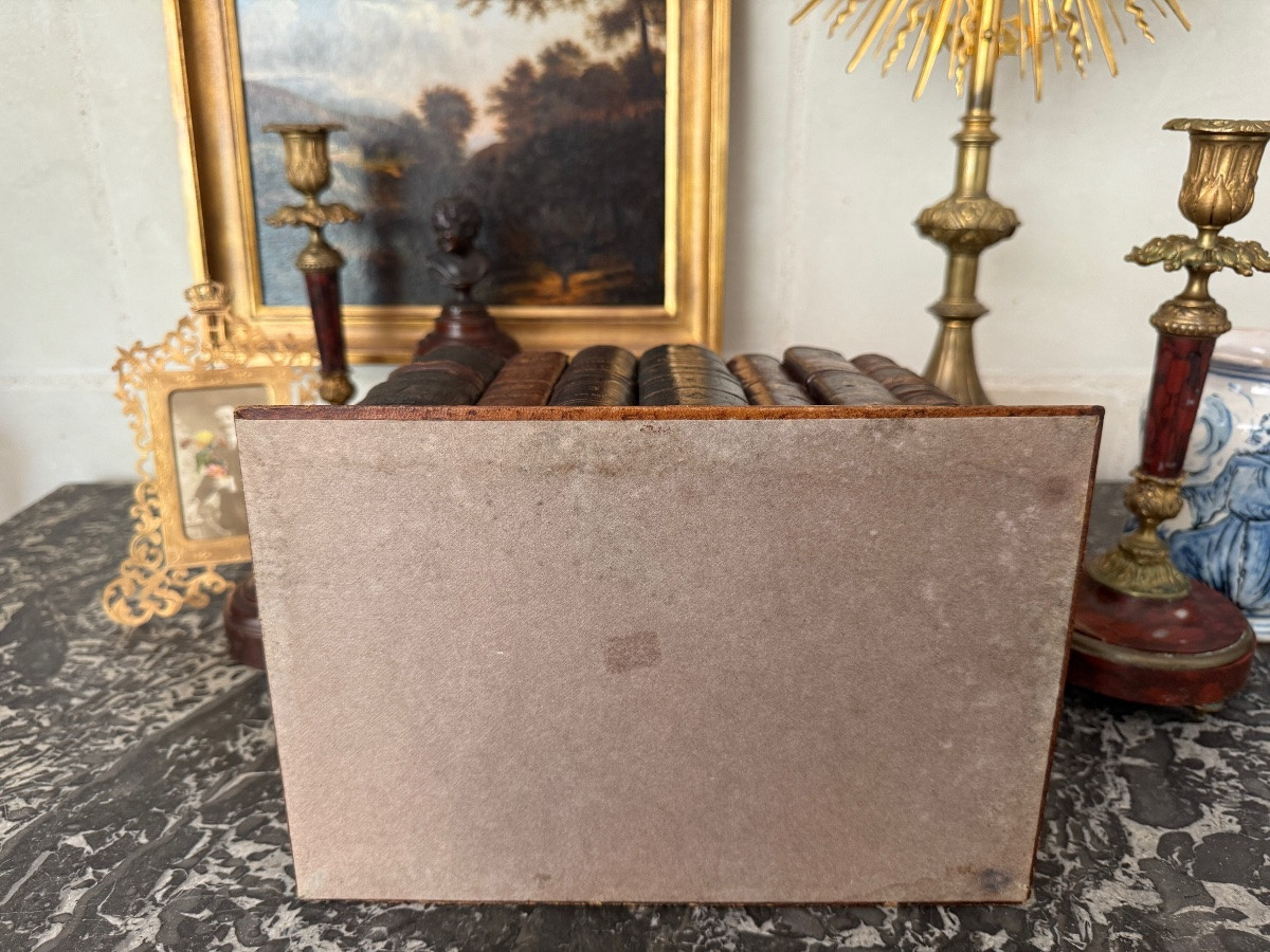 19th Century Trompe-l'oeil Leather & Wood Faux Book Box-photo-8