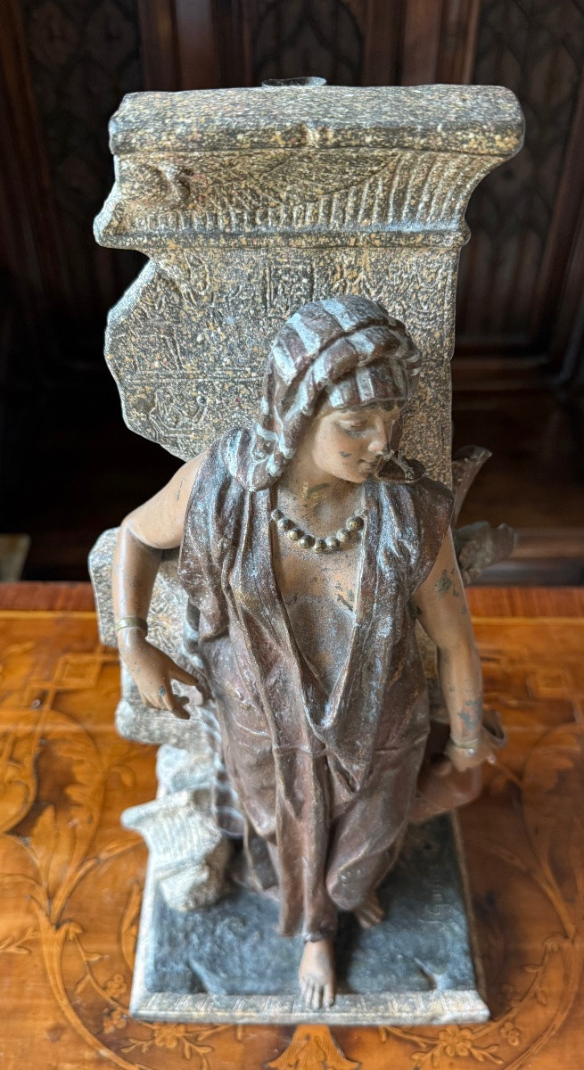 J. Guillot (1865–1911) Jeune fille arabe à la cruche, vers 1887 Régule à patine polychrome,-photo-2
