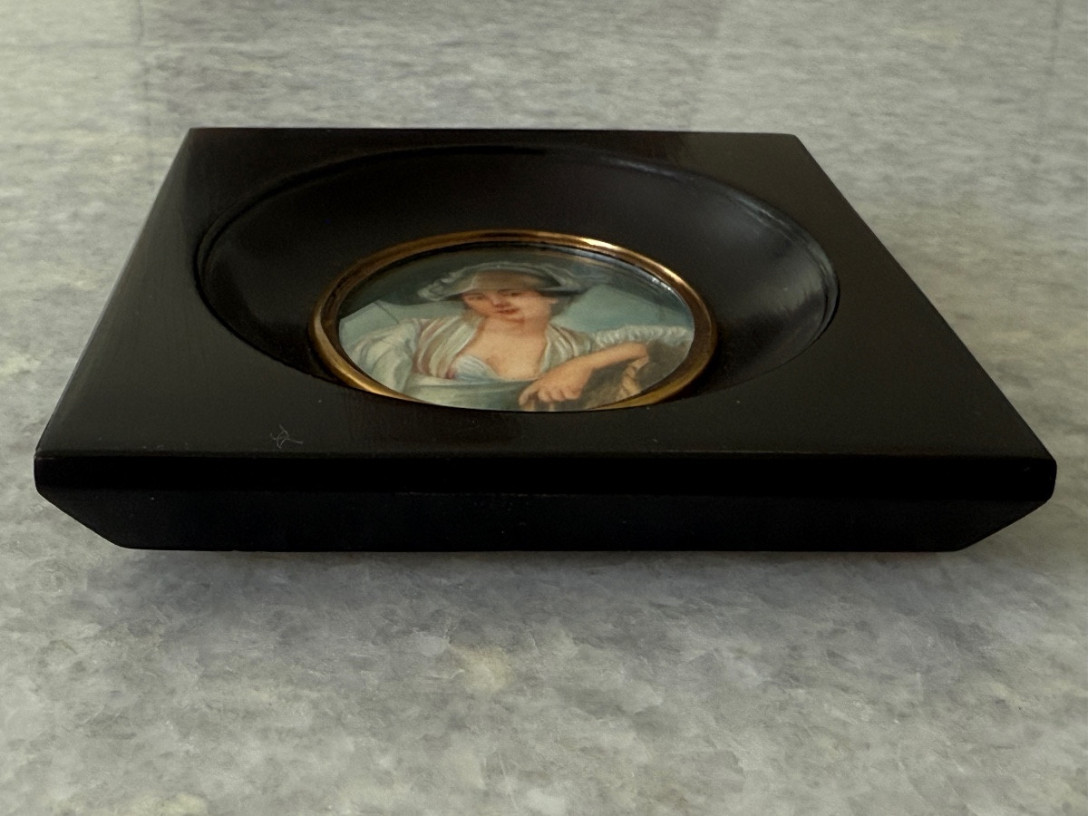 19th Century Miniature On Ivory – The Milkmaid After Greuze, Signed Henri Boudier -photo-4
