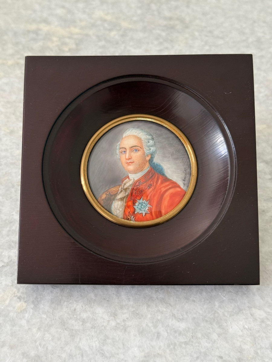 Miniature On Ivory - Portrait Of Louis XVI, After Antoine Callet (1786) - Signed Henri Boudier-photo-1