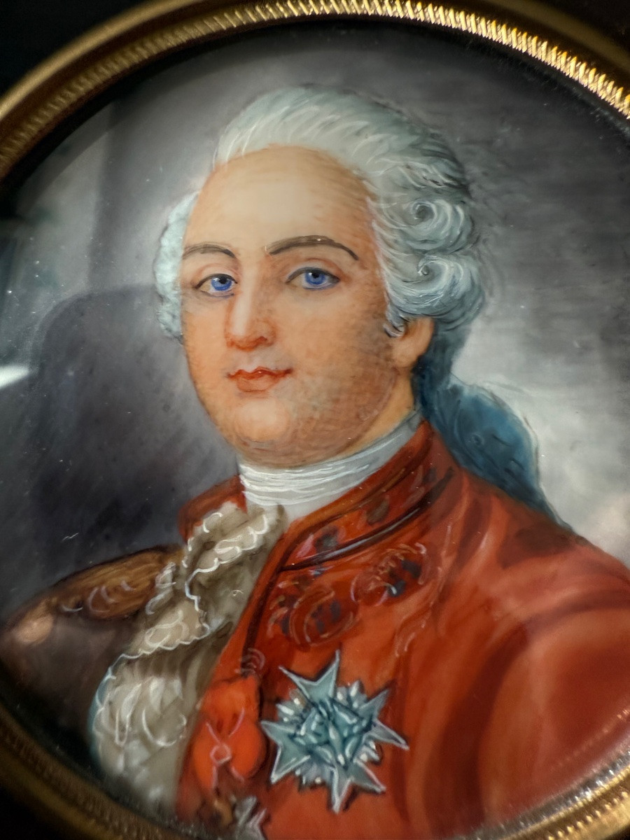 Miniature On Ivory - Portrait Of Louis XVI, After Antoine Callet (1786) - Signed Henri Boudier-photo-5