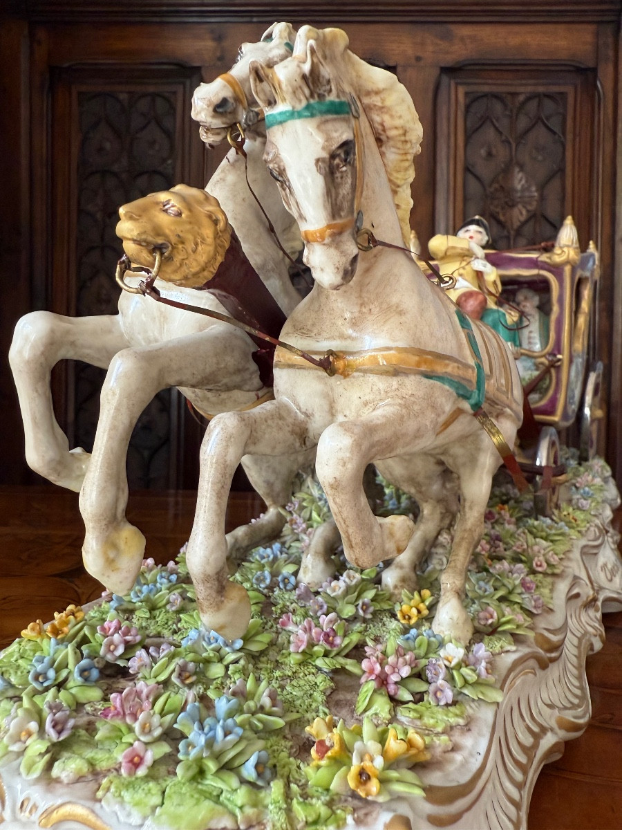 Capodimonte - Polychrome Porcelain Group By Bruno Merli - Italy, Mid-20th Century-photo-4