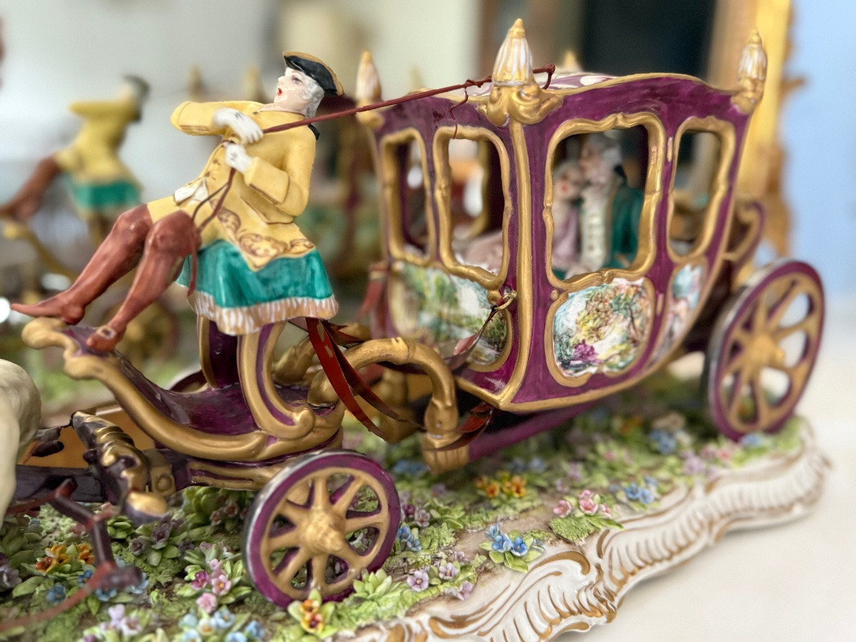 Capodimonte - Polychrome Porcelain Group By Bruno Merli - Italy, Mid-20th Century-photo-4