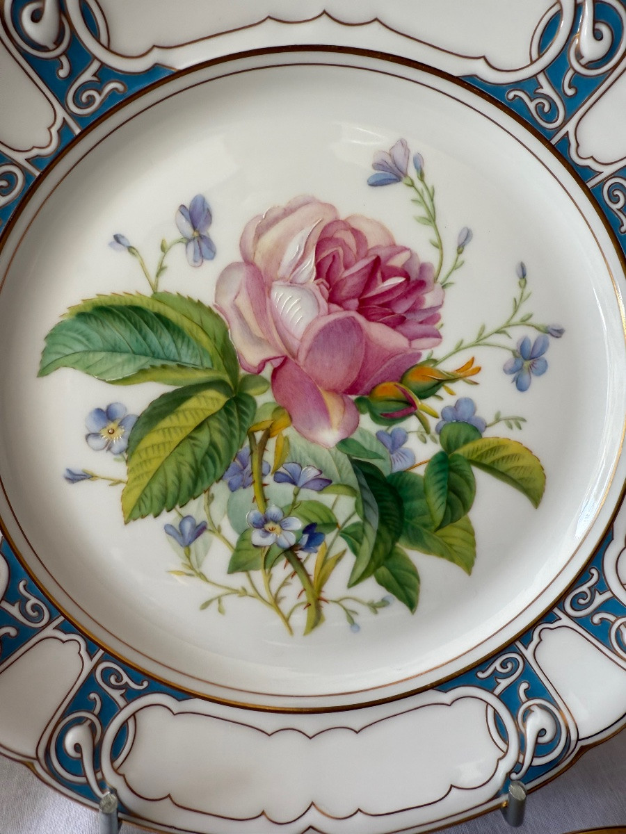 Haviland Limoges - Service de 6 assiettes &agrave; Dessert Peintes &agrave; la main, Circa 1981-photo-1