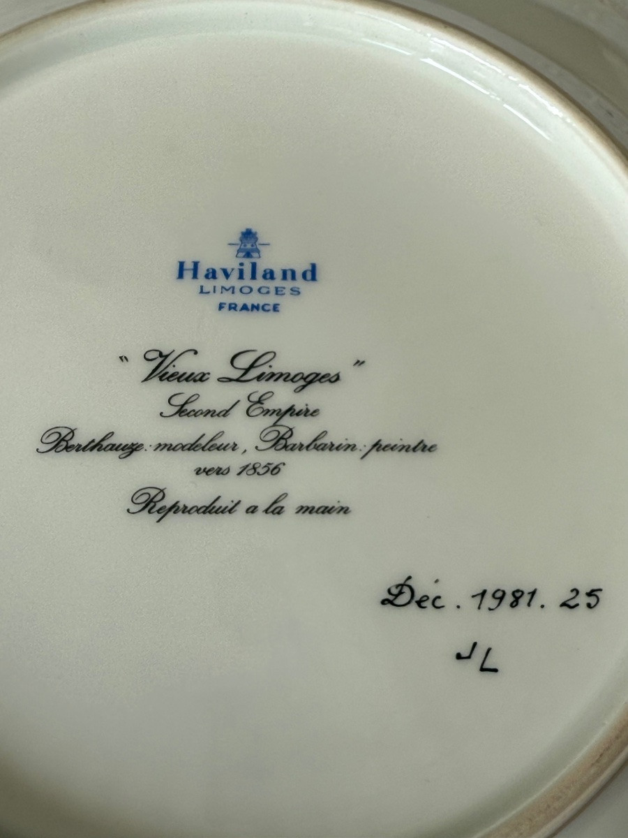 Haviland Limoges - Service de 6 assiettes &agrave; Dessert Peintes &agrave; la main, Circa 1981-photo-7