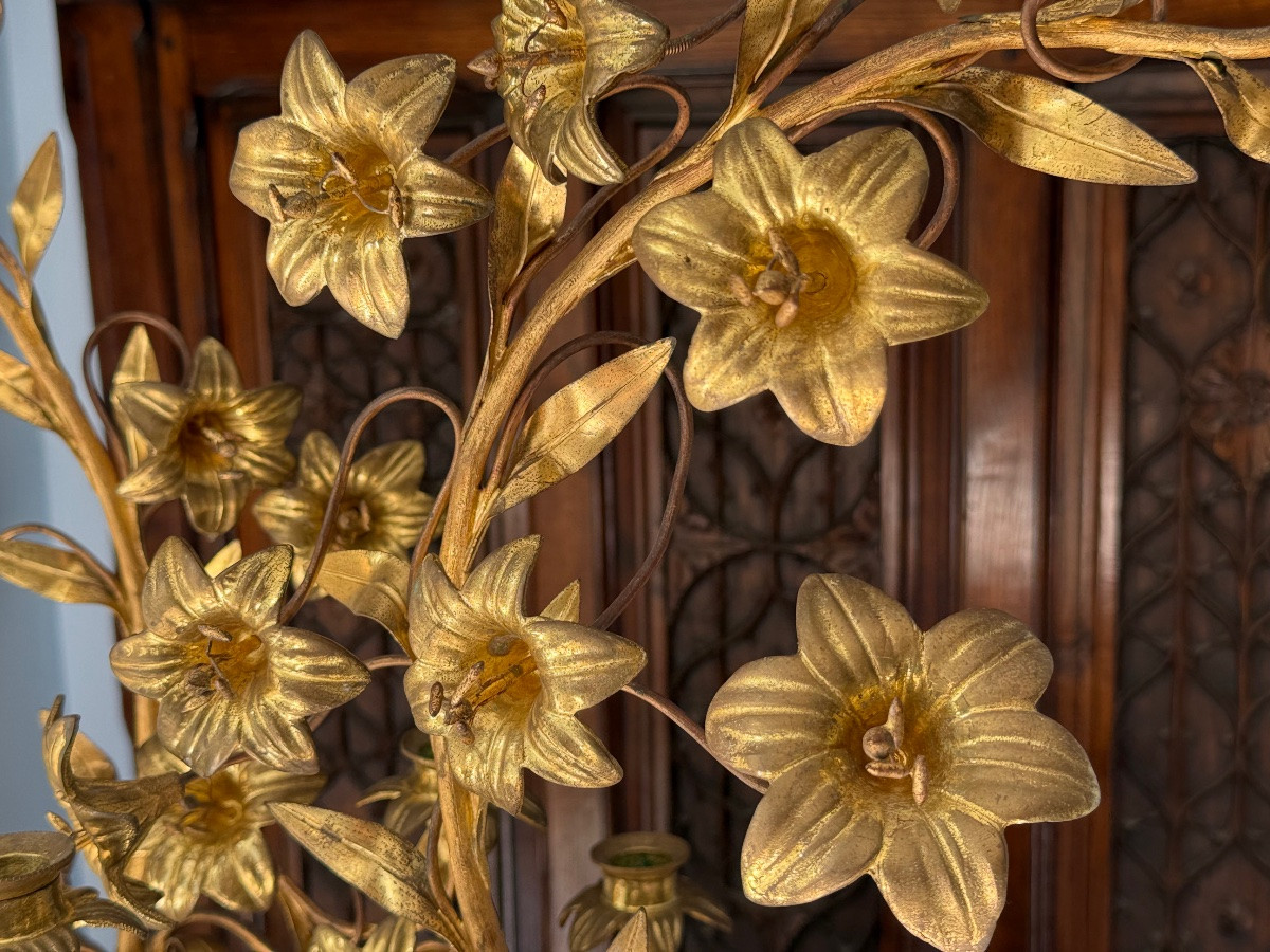 Pair Of 19th Century Gilt Bronze Bouquet Candelabra In The Louis XVI Style-photo-2