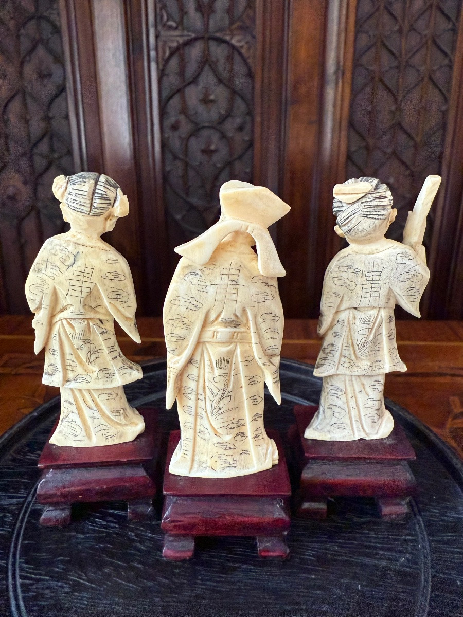 Three Carved Ivory Figurines Of Taoist Immortals, China, Late 19th – Early 20th Century-photo-2