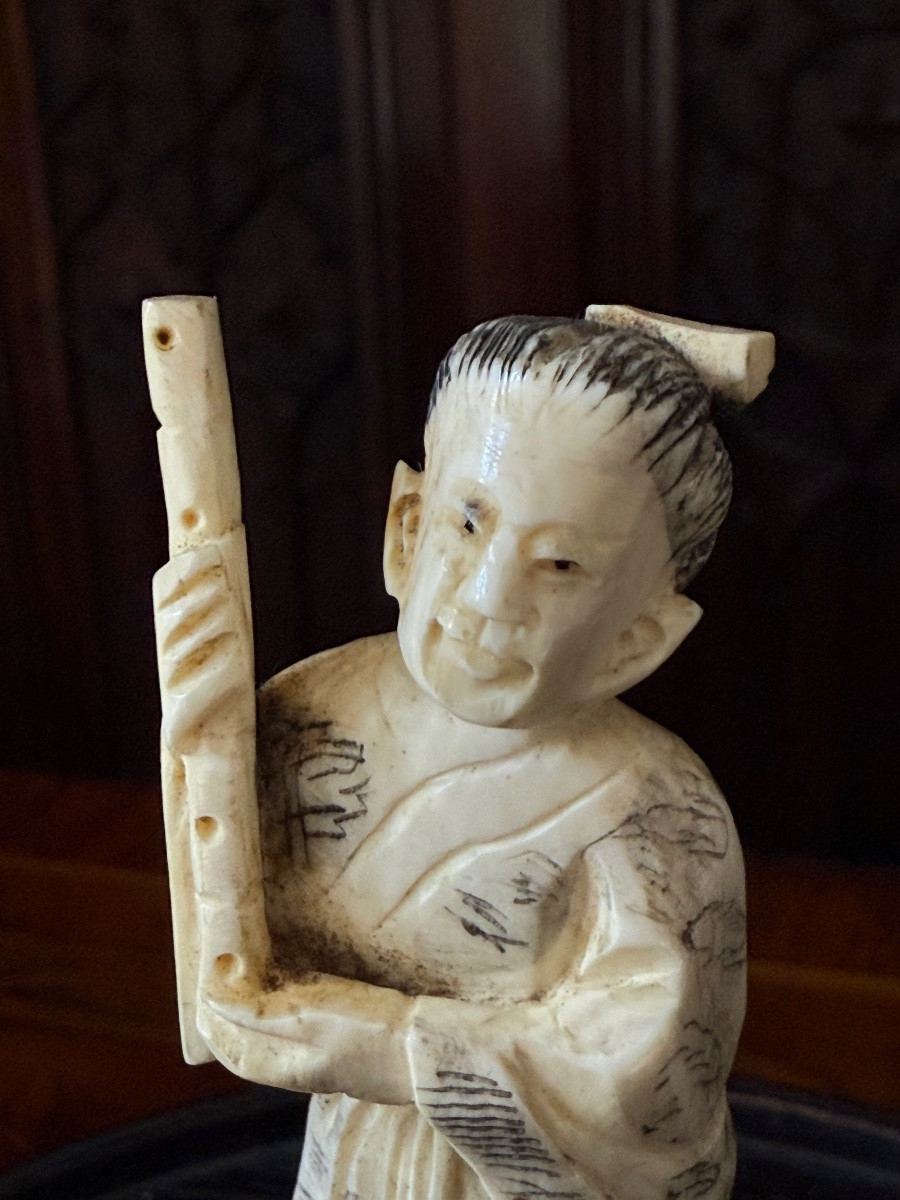 Three Carved Ivory Figurines Of Taoist Immortals, China, Late 19th – Early 20th Century-photo-5