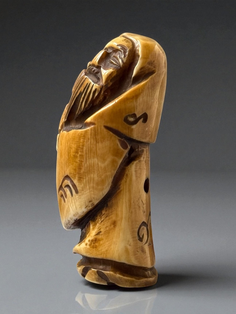 Signed Netsuke Depicting A Meditating Sage, Japan, Late Edo Period, 19th Century-photo-4