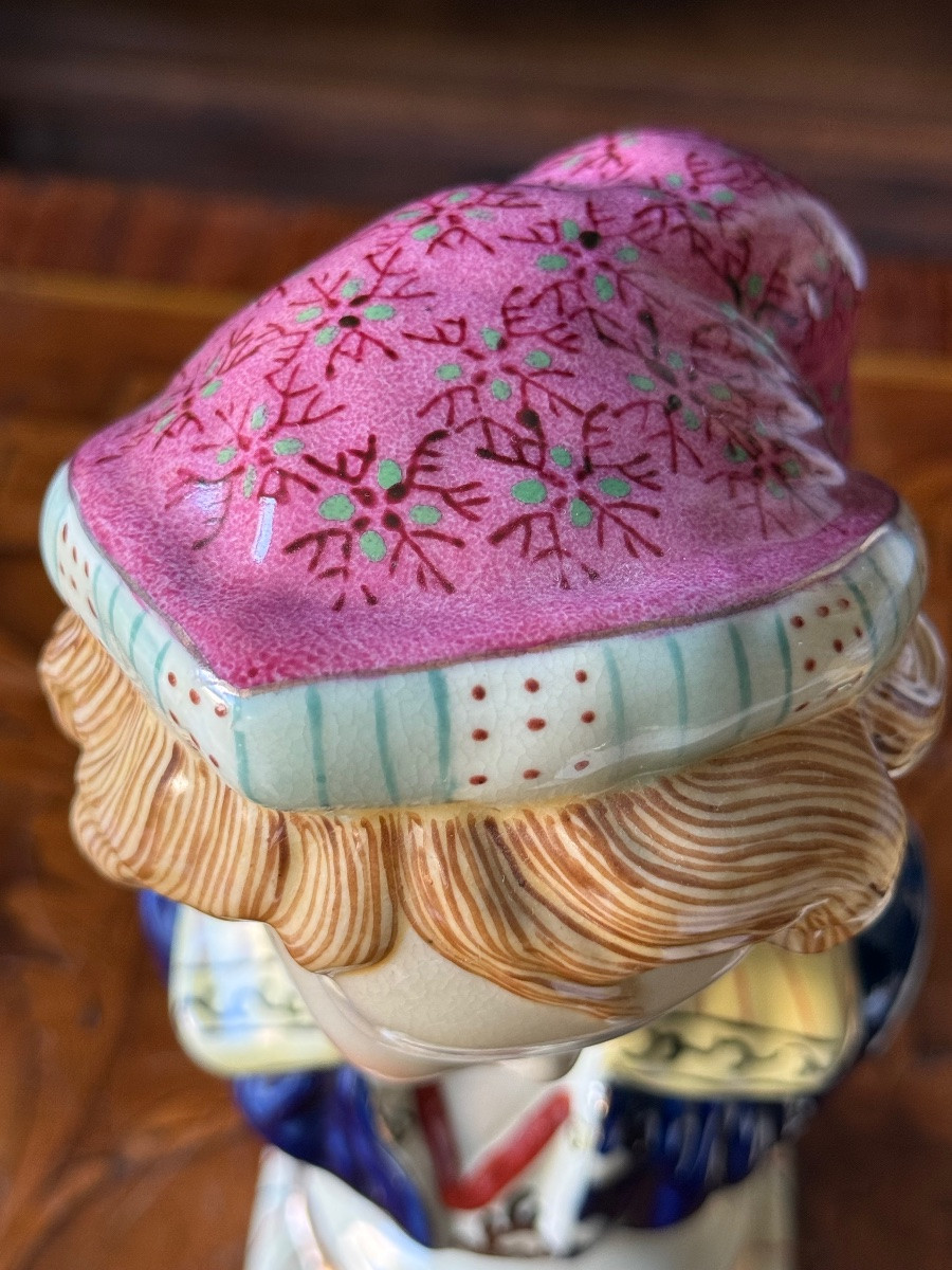 Pair Of Glazed Porcelain Busts Of Children, Staffordshire, England, 20th C-photo-5