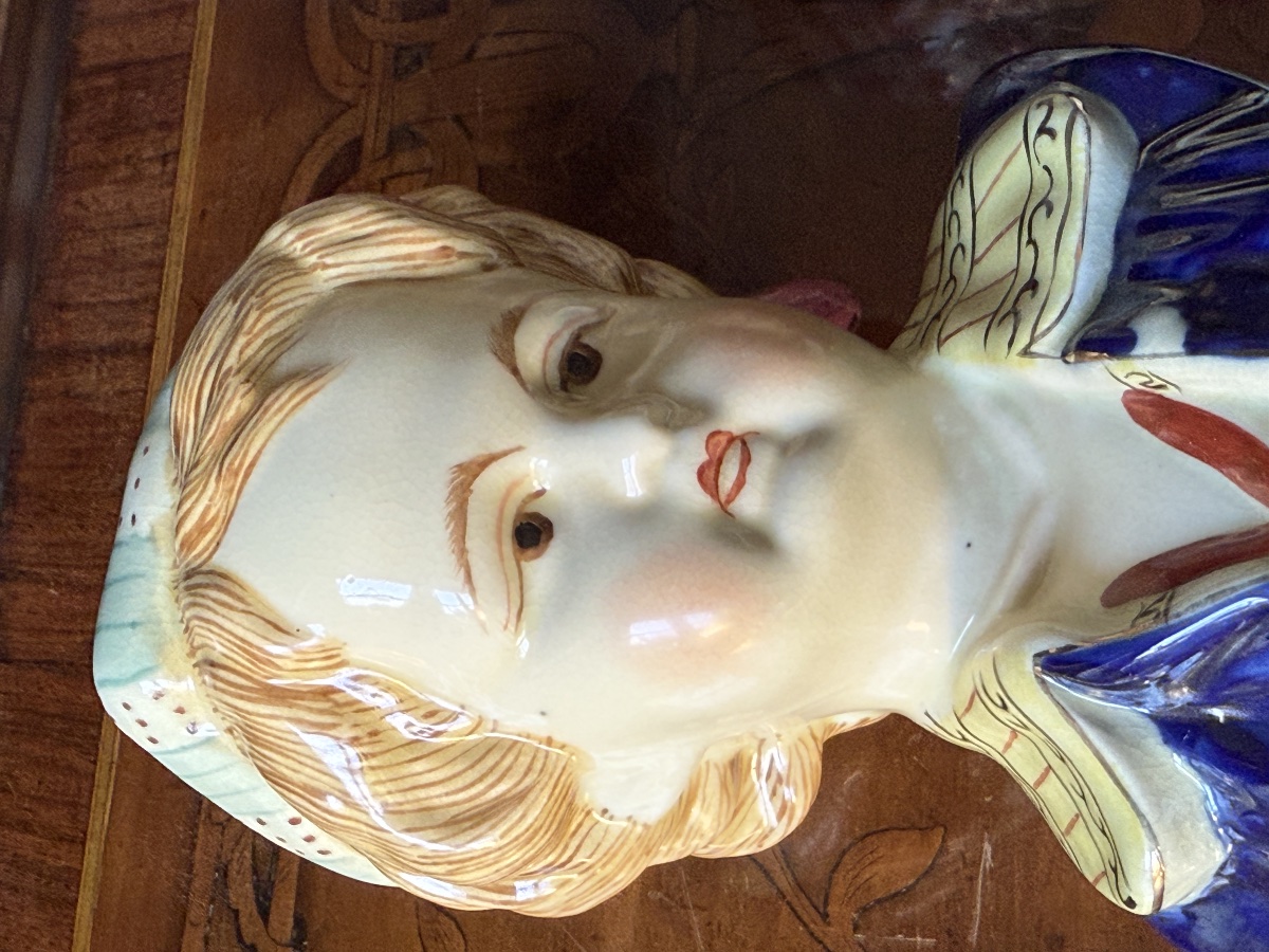 Pair Of Glazed Porcelain Busts Of Children, Staffordshire, England, 20th C-photo-7