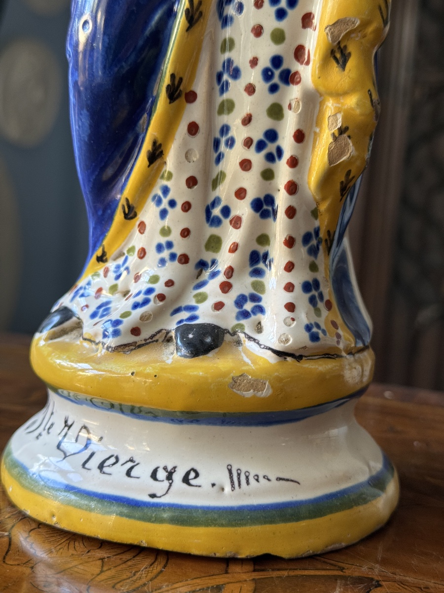 Vierge à l’Enfant en terre cuite polychrome, France, XVIIIe siècle-photo-8