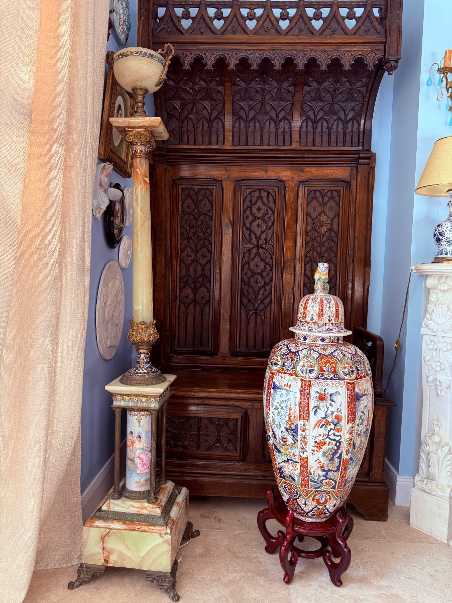 Imposante Potiche Couverte en Faïence Polychrome - d’après Delft - Faïencerie d’Art Géo Martel-photo-2