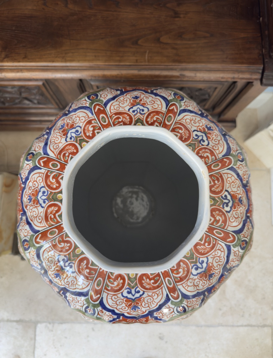 Imposante Potiche Couverte en Faïence Polychrome - d’après Delft - Faïencerie d’Art Géo Martel-photo-5