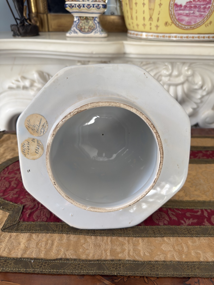 Imposante Potiche Couverte en Faïence Polychrome - d’après Delft - Faïencerie d’Art Géo Martel-photo-6