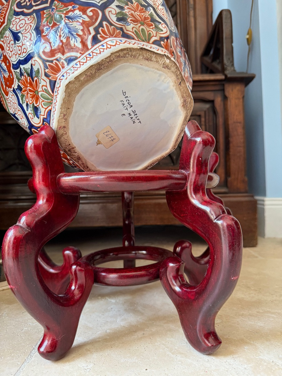 Imposante Potiche Couverte en Faïence Polychrome - d’après Delft - Faïencerie d’Art Géo Martel-photo-8