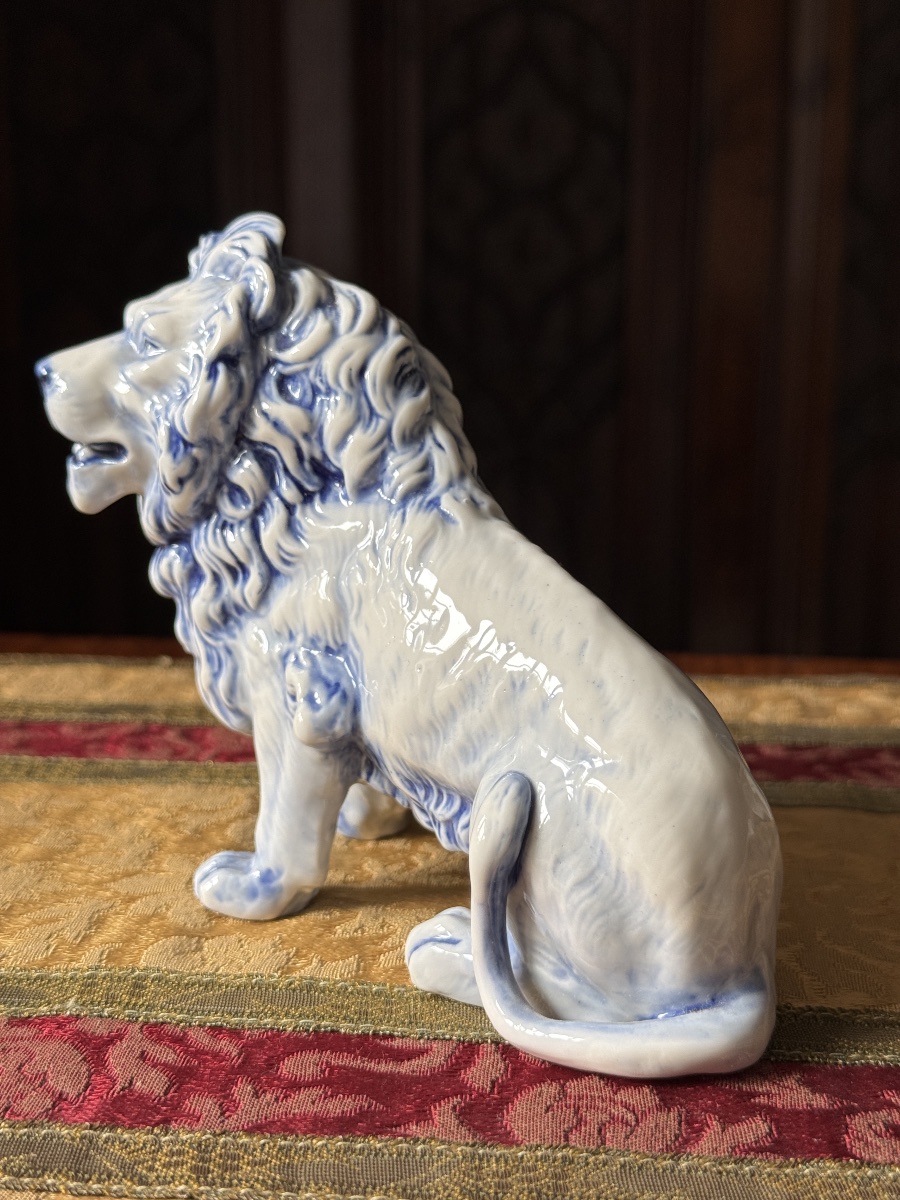 Delft- Figurine Lion en faïence, XXe siècle -photo-6