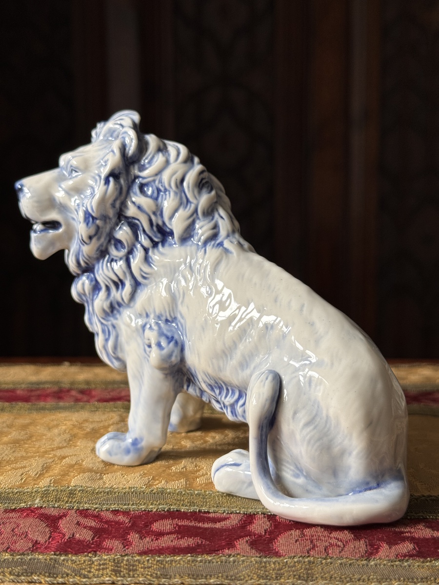 Delft- Figurine Lion en faïence, XXe siècle -photo-7
