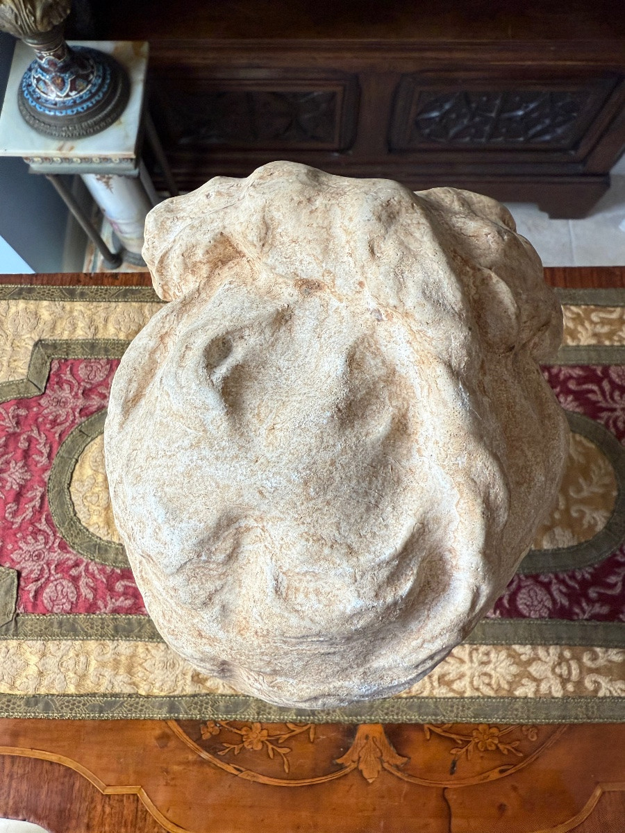 Plaster Head Of Hygieia On A Marble Base, Greece, 20th Century-photo-2