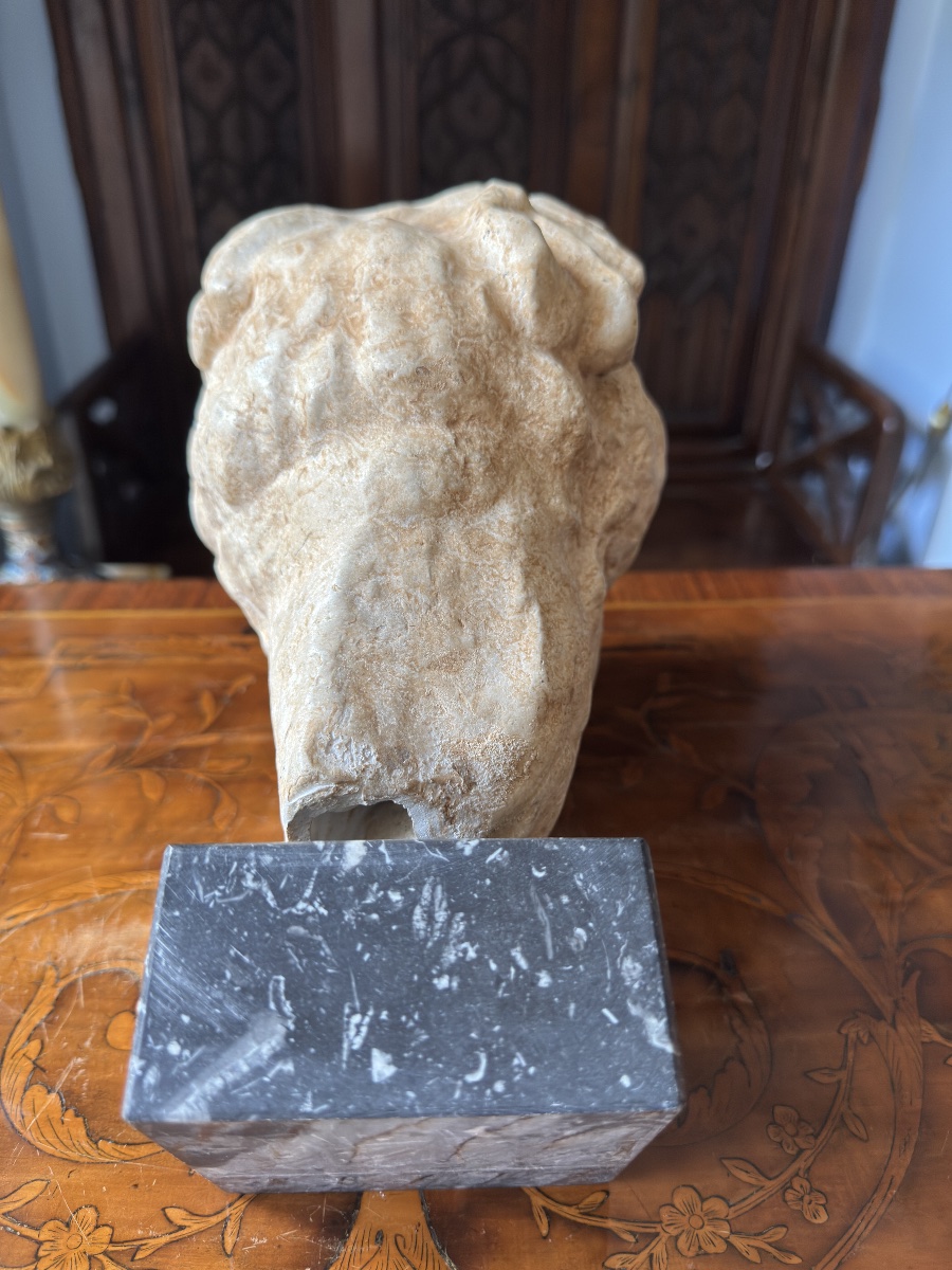 Plaster Head Of Hygieia On A Marble Base, Greece, 20th Century-photo-4