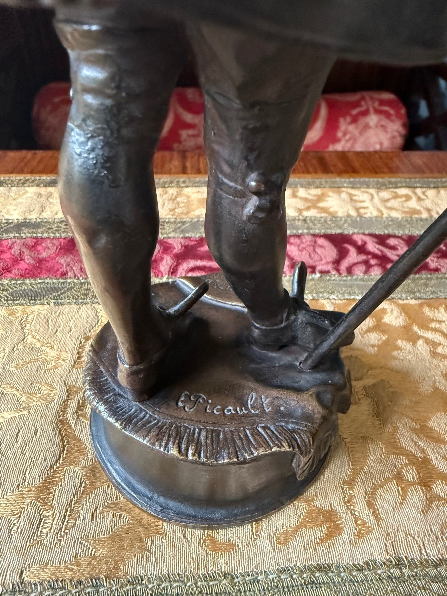 émile Louis Picault, The Bourgeois Gentleman, Bronze With Brown Patina, Late 19th Century-photo-1