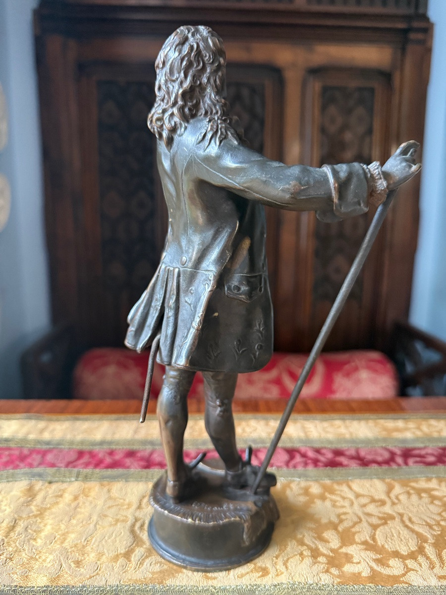 émile Louis Picault, The Bourgeois Gentleman, Bronze With Brown Patina, Late 19th Century-photo-3