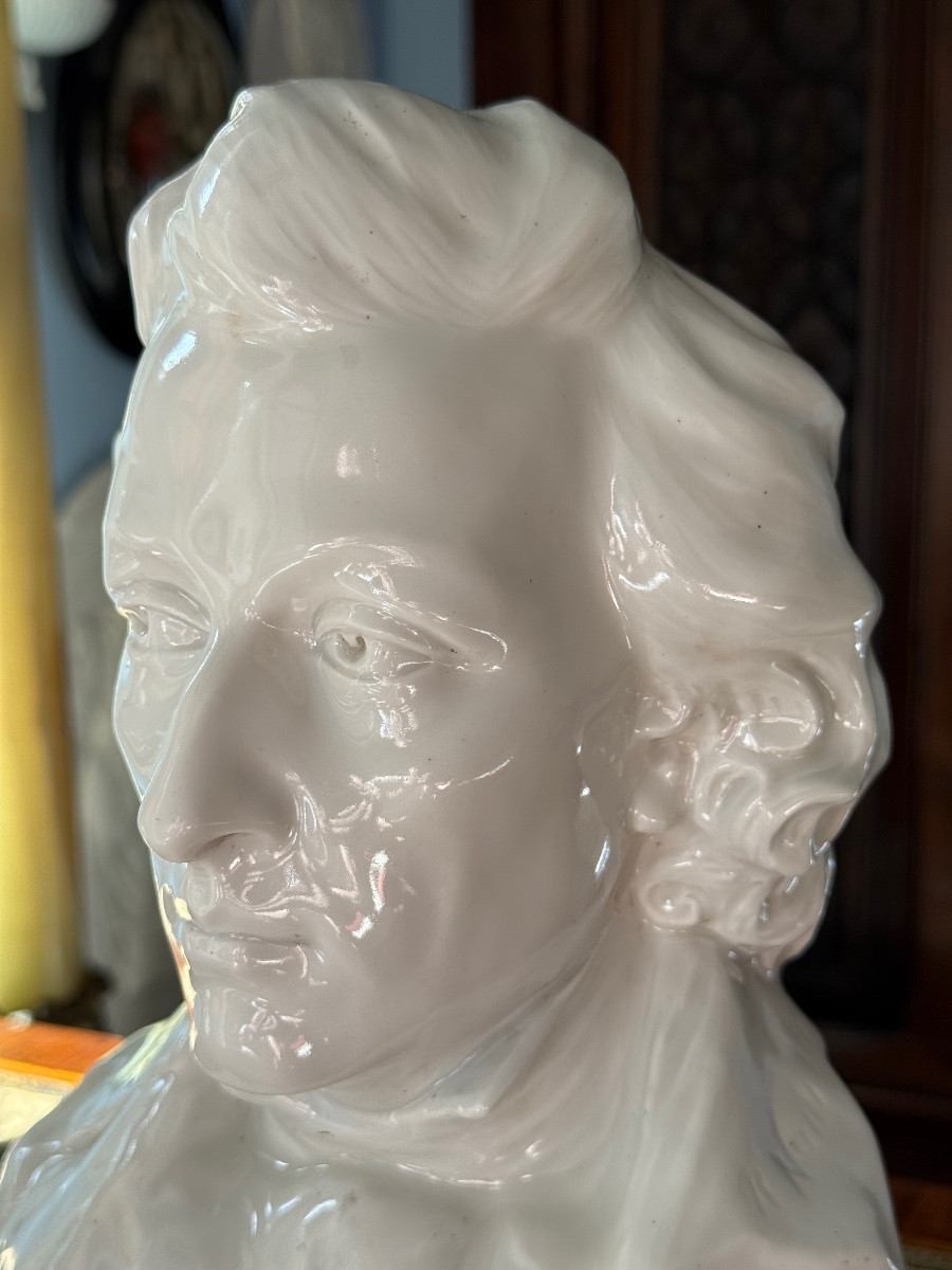 Frédéric Chopin, buste en porcelaine blanche vernissée, d’après Raphaël Nannini (1852–1925)-photo-5