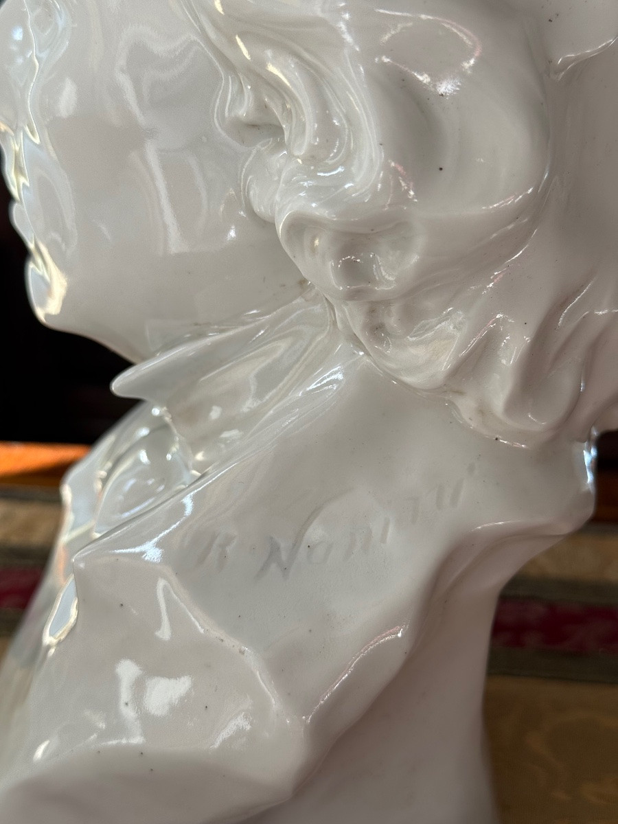 Frédéric Chopin, buste en porcelaine blanche vernissée, d’après Raphaël Nannini (1852–1925)-photo-6