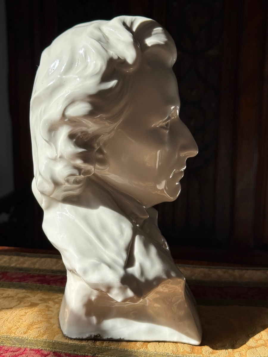 Frédéric Chopin, buste en porcelaine blanche vernissée, d’après Raphaël Nannini (1852–1925)-photo-7