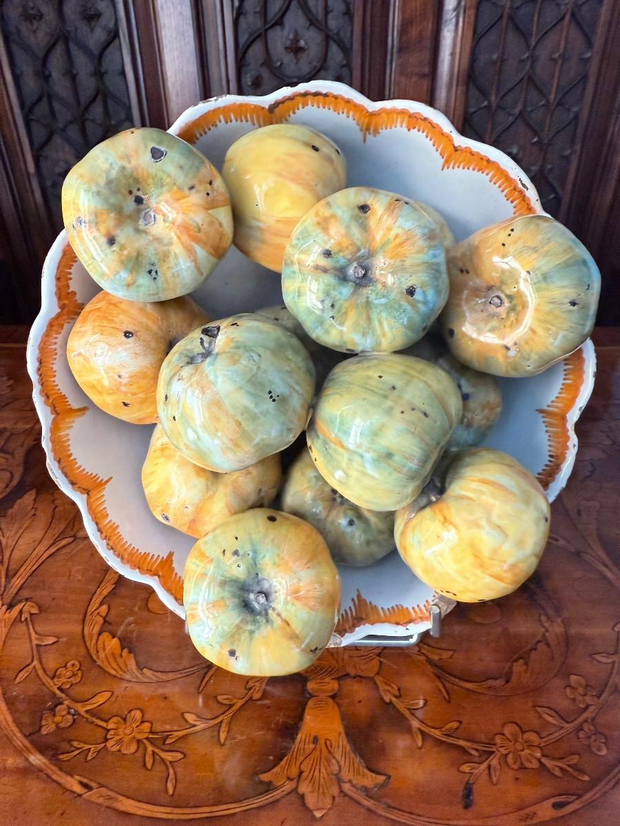 Coupe en faïence de grand feu, Nevers, XVIIIᵉ siècle-Trompe‑l’œil aux treize pommes-photo-7