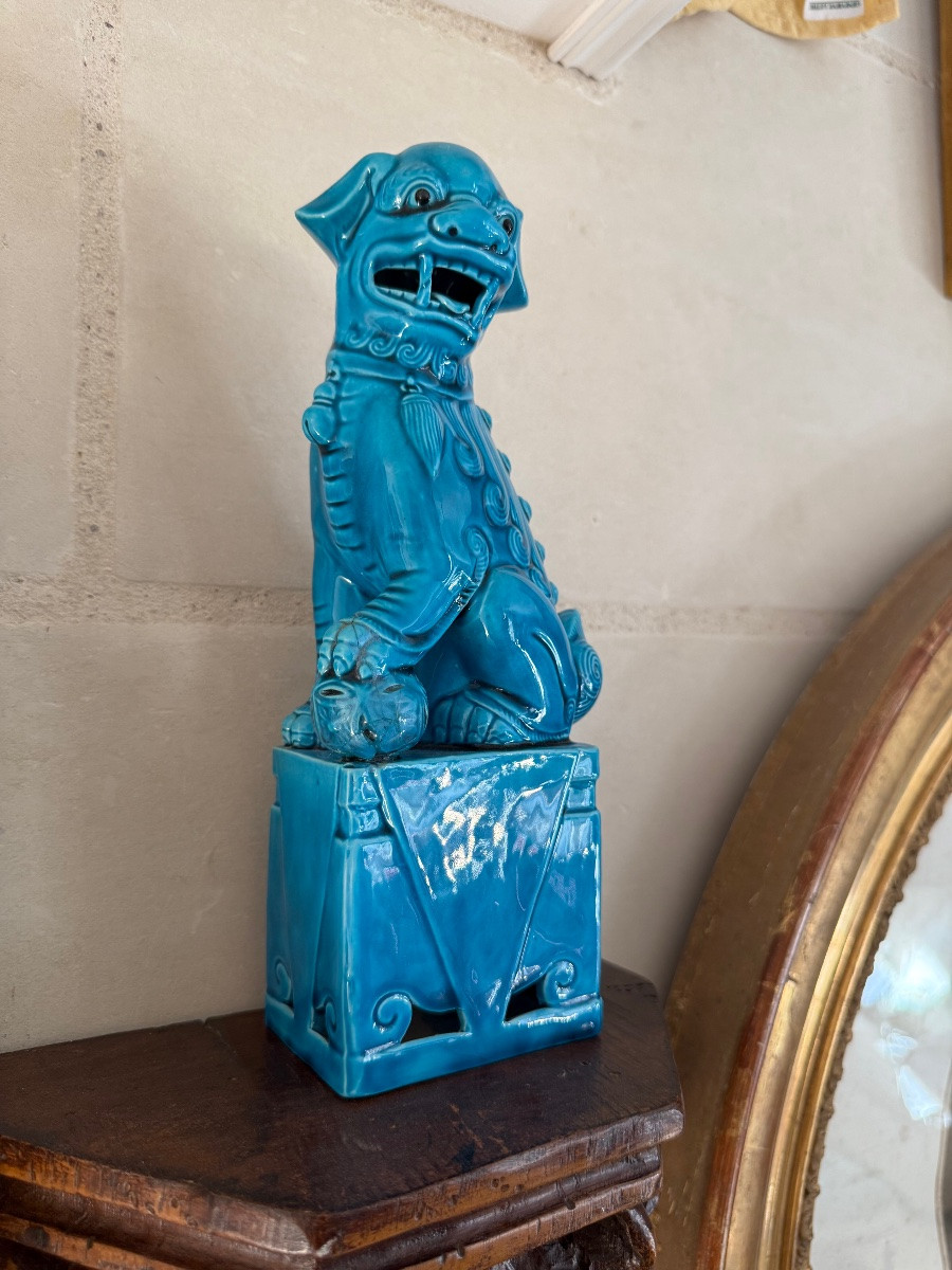 Pair Of Glazed Ceramic Foo Dogs, China, 20th Century  -photo-6