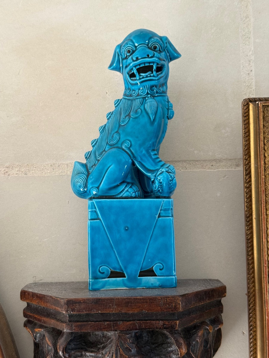 Pair Of Glazed Ceramic Foo Dogs, China, 20th Century  -photo-7