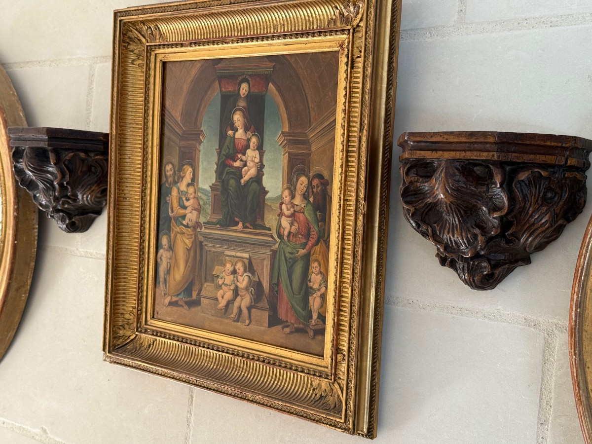 Paire de consoles d’applique en noyer sculpté, XIXᵉ siècle-photo-1