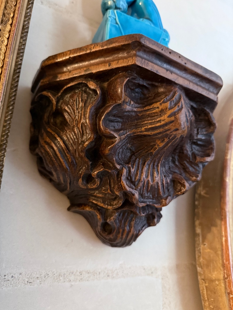 Paire de consoles d’applique en noyer sculpté, XIXᵉ siècle-photo-7