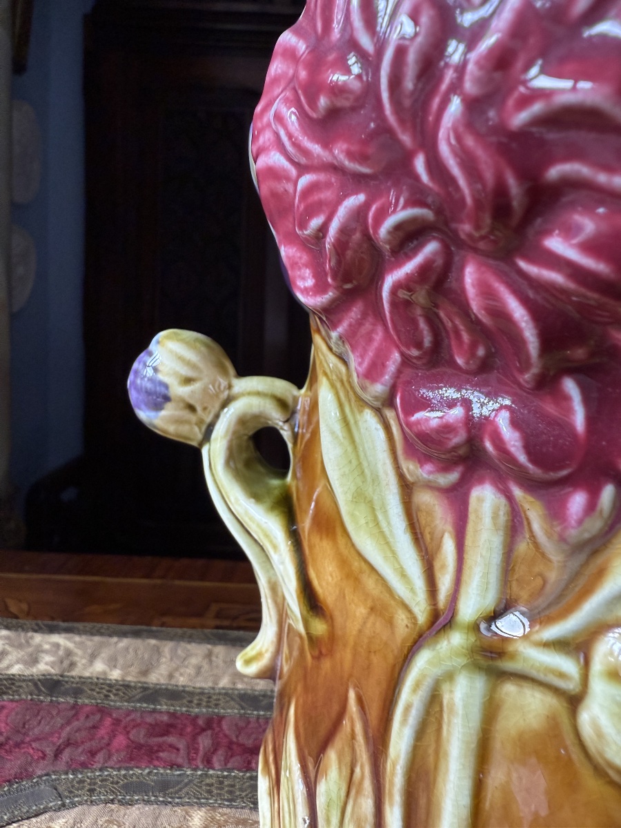 Cache-pot en barbotine en fort relief, France, XIXᵉ siècle-Onnaing-photo-6